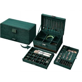 صندوق منظم لتخزين المجوهرات من الأكريليك من AARAINBOW مع 5 أدراج، حامل أقراط شفاف وحقيبة مجوهرات تعرض حامل مجوهرات لسوار القلادة، هدية مثالية للفتيات والنساء (بيج) in Kuwait