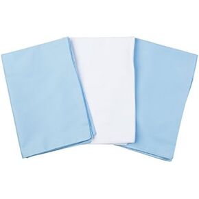 3 Toddler Pillowcases - 1 Blue and 2 White - Envelope Style - for Pillows Sized 13x18 and 14x19-100% Cotton with Soft Sateen Weave - Machine Washable (1 Blue and 2 White) in Saudi Arabia