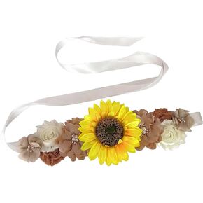 Oyabridal Sunflower Babyshower Sash for Gender Reveal Maternity Sash Belts Flower Pregnancy Belly Sash Belts Boy or Girl