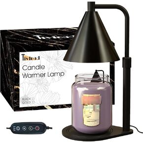 Candle Warmer Lamp Dimmable Light Black Electric Candles Melter with Timer - Adjustable Wax Lantern Warmers with Bulbs for Melting Jar Candle - for Scented Home Bedroom House in Saudi Arabia