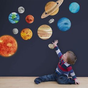 Solar System Wall Stickers for Kids, Universe Space Wall Sticker, Large Size Planet Wall Decal, Space Wall Decor for Bedroom Classroom Playroom Nursery Birthday Gift Idea(L) in Kuwait