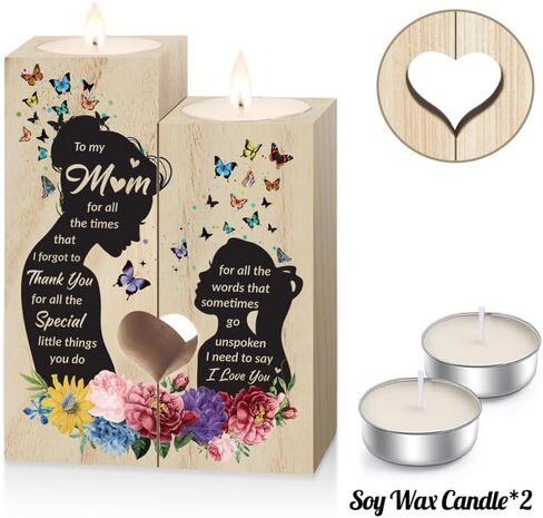 شمعدان هدايا الأم، هدايا للأم من الابنة، هدايا عيد ميلاد الأم، عيد الشكر وعيد الأم وعيد الحب وهدايا عيد الميلاد للأم من الابنة - حامل شموع خشبي in Kuwait