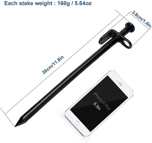 EXPLOMOS Tent Stakes, Heavy-Duty Steel Solid Tent Stakes Pegs for Outdoors Mountain-Climbing/Camping Hiking with Metal Stopper (4) in Kuwait