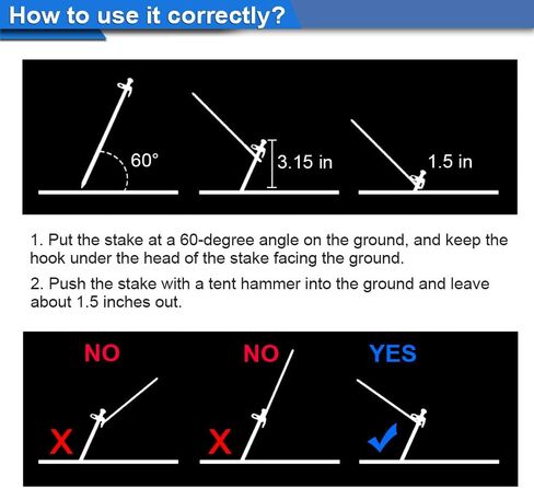 EXPLOMOS Tent Stakes, Heavy-Duty Steel Solid Tent Stakes Pegs for Outdoors Mountain-Climbing/Camping Hiking with Metal Stopper (4) in Kuwait