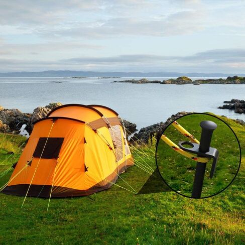 EXPLOMOS Tent Stakes, Heavy-Duty Steel Solid Tent Stakes Pegs for Outdoors Mountain-Climbing/Camping Hiking with Metal Stopper (4) in Kuwait