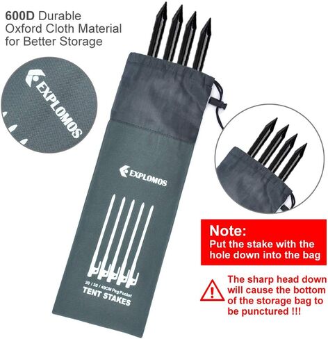 EXPLOMOS Tent Stakes, Heavy-Duty Steel Solid Tent Stakes Pegs for Outdoors Mountain-Climbing/Camping Hiking with Metal Stopper (4) in Kuwait