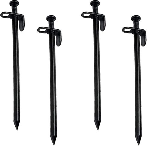 EXPLOMOS Tent Stakes, Heavy-Duty Steel Solid Tent Stakes Pegs for Outdoors Mountain-Climbing/Camping Hiking with Metal Stopper (4) in Kuwait