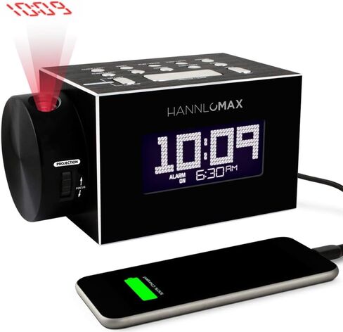 HANNLOMAX HX-108CR PLL FM Radio, Time Projection, Bluetooth Streaming, White Jumbo LCD Display, Single Alarm, Aluminium Casing, USB Port for 1A Charging, Aux-in, AC/DC Adaptor Included in Saudi Arabia
