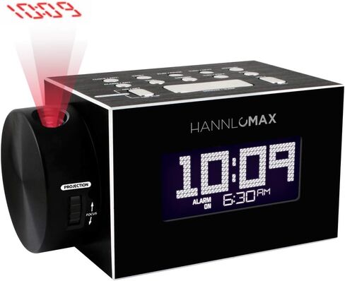 HANNLOMAX HX-108CR PLL FM Radio, Time Projection, Bluetooth Streaming, White Jumbo LCD Display, Single Alarm, Aluminium Casing, USB Port for 1A Charging, Aux-in, AC/DC Adaptor Included in Saudi Arabia