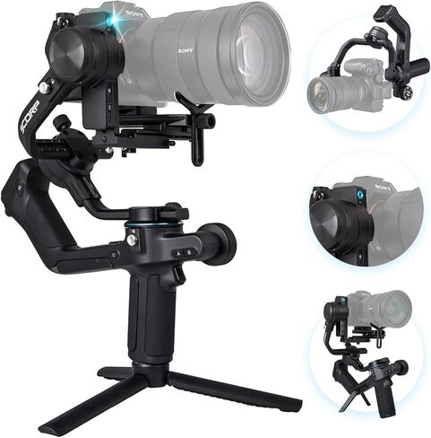 FeiyuTech SCORP 2[Official]Camera Stabilizer, Built-in AI Tracker,3-Axis Gimbal for Sony/Canon/Nikon/Fujifilm Mirrorless&DSLR Camera,Upgrade Joystick&Touch Screen,Max 5.51lbs, Native Vertical Shooting in Saudi Arabia