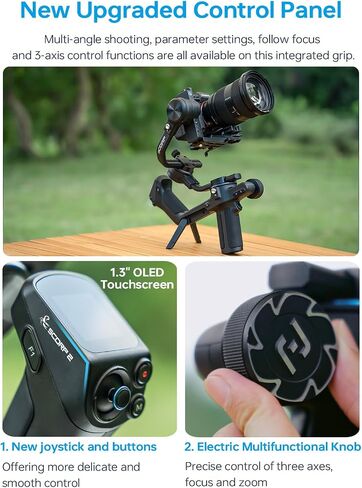 FeiyuTech SCORP 2[Official]Camera Stabilizer, Built-in AI Tracker,3-Axis Gimbal for Sony/Canon/Nikon/Fujifilm Mirrorless&DSLR Camera,Upgrade Joystick&Touch Screen,Max 5.51lbs, Native Vertical Shooting in Saudi Arabia