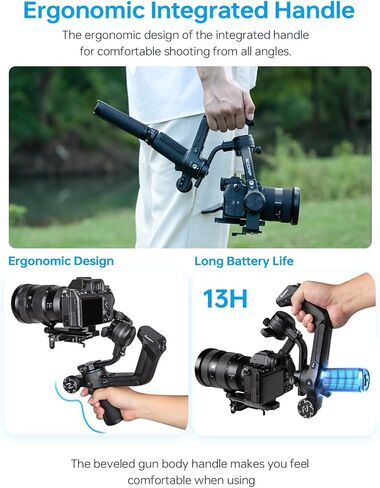FeiyuTech SCORP 2[Official]Camera Stabilizer, Built-in AI Tracker,3-Axis Gimbal for Sony/Canon/Nikon/Fujifilm Mirrorless&DSLR Camera,Upgrade Joystick&Touch Screen,Max 5.51lbs, Native Vertical Shooting in Saudi Arabia