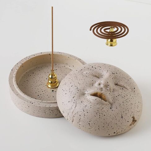 مبخرة ماكويو مع غطاء وحامل عصا للخير، تستخدم للعصا أو اللفائف، مبخرة مبتكرة تخرج من الفم لديكور المنزل واليوجا والتأمل (وجه الإنسان) in Kuwait