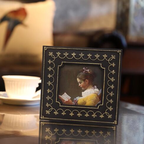 SYLVIA'S SHOP 2.5x3.5 Small Vintage Picture Frame, Mini Antique Black and Gold Ornate Photo Frame, for Tabletop and Wall Display, Retro Home Decor, Photo Gallery Art in Saudi Arabia