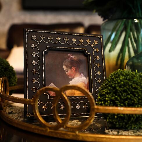 SYLVIA'S SHOP 2.5x3.5 Small Vintage Picture Frame, Mini Antique Black and Gold Ornate Photo Frame, for Tabletop and Wall Display, Retro Home Decor, Photo Gallery Art in Saudi Arabia