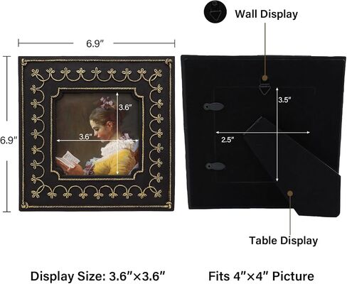 SYLVIA'S SHOP 2.5x3.5 Small Vintage Picture Frame, Mini Antique Black and Gold Ornate Photo Frame, for Tabletop and Wall Display, Retro Home Decor, Photo Gallery Art in Saudi Arabia