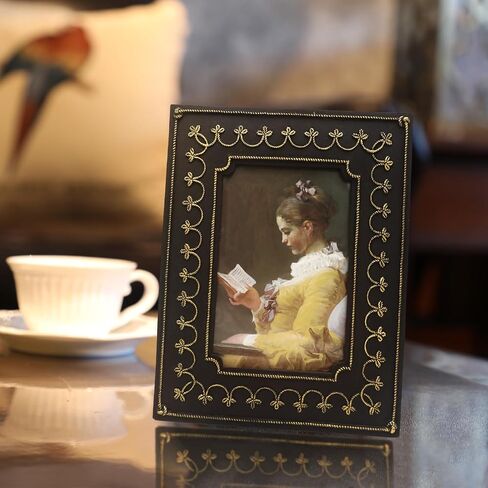 SYLVIA'S SHOP 2.5x3.5 Small Vintage Picture Frame, Mini Antique Black and Gold Ornate Photo Frame, for Tabletop and Wall Display, Retro Home Decor, Photo Gallery Art in Kuwait