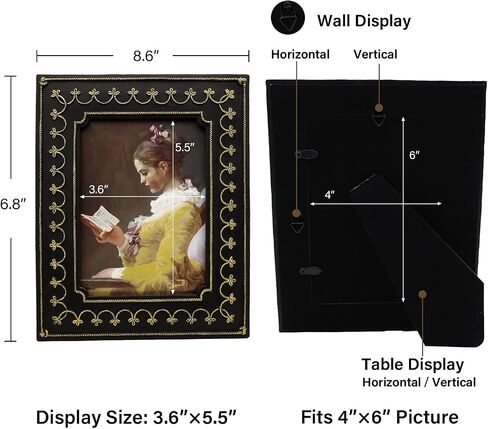 SYLVIA'S SHOP 2.5x3.5 Small Vintage Picture Frame, Mini Antique Black and Gold Ornate Photo Frame, for Tabletop and Wall Display, Retro Home Decor, Photo Gallery Art in Kuwait