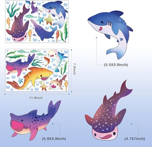 MESU الكرتون القرش يتوهج في الظلام ملصقات الحائط مضيئة العالم تحت الماء ديكور سقف المنزل للبنين غرفة الحضانة الاطفال هدية القرش in Kuwait