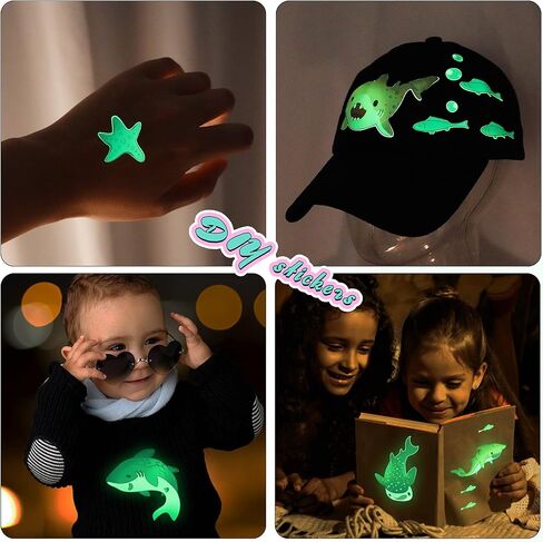 MESU الكرتون القرش يتوهج في الظلام ملصقات الحائط مضيئة العالم تحت الماء ديكور سقف المنزل للبنين غرفة الحضانة الاطفال هدية القرش in Kuwait