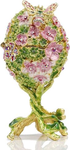 Small Blue Faberge Egg Trinket Box Hinged Castle Figurine in Faberge Egg Figurine Collectible Jewelry Boxes in Saudi Arabia
