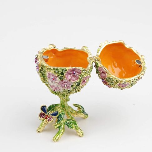 Small Blue Faberge Egg Trinket Box Hinged Castle Figurine in Faberge Egg Figurine Collectible Jewelry Boxes in Saudi Arabia