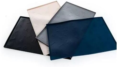 Dog Bowl Mat Waterproof Cat Feeding Mat, Silicone Pet Food Mat, Waterproof Raised-Edges Pet Bowl Placement Tray for Puppy Kitty Dog Cat to Food Spills and Water Messes Out to Floor (48X30CM, Beige) in Kuwait