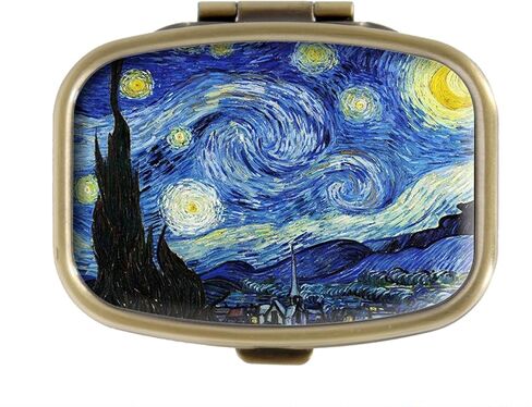 Custom Pill Box Tablet Holder Wallet Organizer Pocket Case - Pill Box for Purse (Vintage Flower Abstract Floral Watercolor Painting) in Kuwait