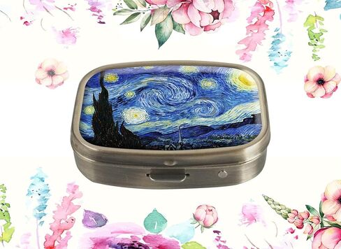 Custom Pill Box Tablet Holder Wallet Organizer Pocket Case - Pill Box for Purse (Vintage Flower Abstract Floral Watercolor Painting) in Kuwait