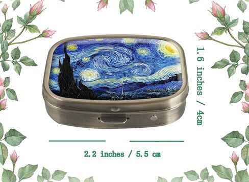 Custom Pill Box Tablet Holder Wallet Organizer Pocket Case - Pill Box for Purse (Vintage Flower Abstract Floral Watercolor Painting) in Kuwait