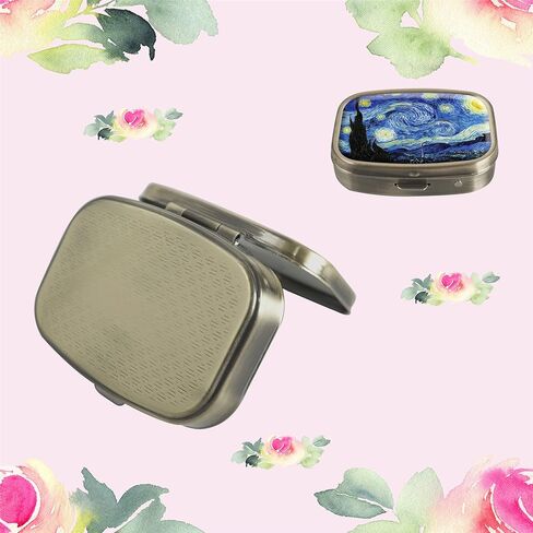 Custom Pill Box Tablet Holder Wallet Organizer Pocket Case - Pill Box for Purse (Vintage Flower Abstract Floral Watercolor Painting) in Kuwait