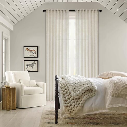 ستائر تيراكوتا شفافة بطول 84 بوصة - ستارة بوهو لغرفة النوم ستارة بوهيمية شبه شفافة محروقة باللون البرتقالي الخيش الخفيف ستارة من الكتان بجيب قضيب، ديكور الخريف والخريف لغرفة المعيشة in Kuwait