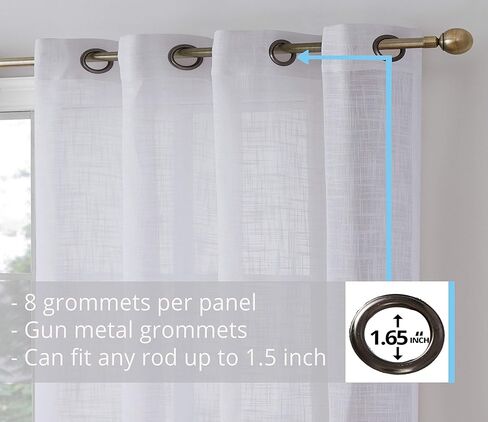 HLC.ME Madison Faux Linen Textured Semi Sheer Privacy Sun Light Filtering Transparent Window Grommet Short Thick Curtains Drapery Panels for Kitchen & Bathroom, 2 Panels (54 W x 63 L, Beige) in Saudi Arabia
