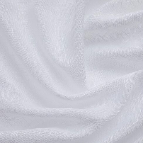 HLC.ME Madison Faux Linen Textured Semi Sheer Privacy Sun Light Filtering Transparent Window Grommet Short Thick Curtains Drapery Panels for Kitchen & Bathroom, 2 Panels (54 W x 63 L, Beige) in Saudi Arabia