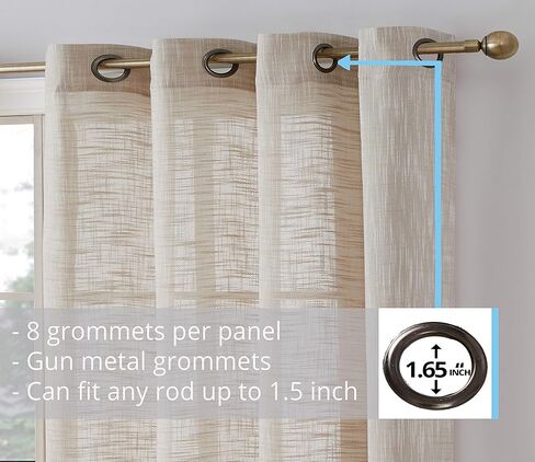 HLC.ME ماديسون من الكتان الصناعي المزخرف شبه الشفاف للخصوصية، ستائر نافذة شفافة بطول الأرض، ستائر سميكة للمكتب وغرفة المعيشة، لوحتان (54 عرضًا × 84 طولًا، أبيض) in Kuwait