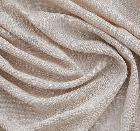 HLC.ME ماديسون من الكتان الصناعي المزخرف شبه الشفاف للخصوصية، ستائر نافذة شفافة بطول الأرض، ستائر سميكة للمكتب وغرفة المعيشة، لوحتان (54 عرضًا × 84 طولًا، أبيض) in Kuwait