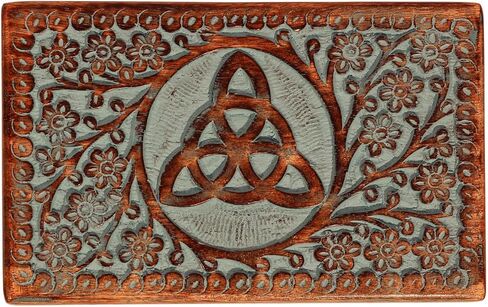 صندوق خشبي منحوت من ETROVES، لتخزين المجوهرات، صندوق تذكار للذاكرة - تصميم زهور خشبية مصنوعة يدويًا، فيروزي مقاس 8x4 بوصة in Kuwait