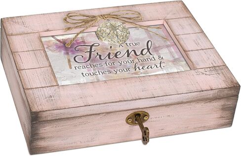 Cottage Garden Friend Heart Blush Pink Distressed Locket Music Box Plays That's What Friends are for in Saudi Arabia