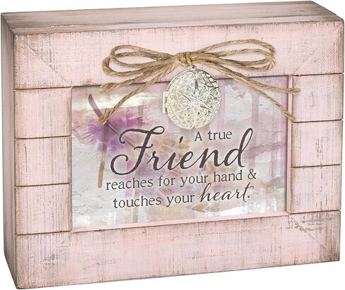 Cottage Garden Friend Heart Blush Pink Distressed Locket Music Box Plays That's What Friends are for in Saudi Arabia