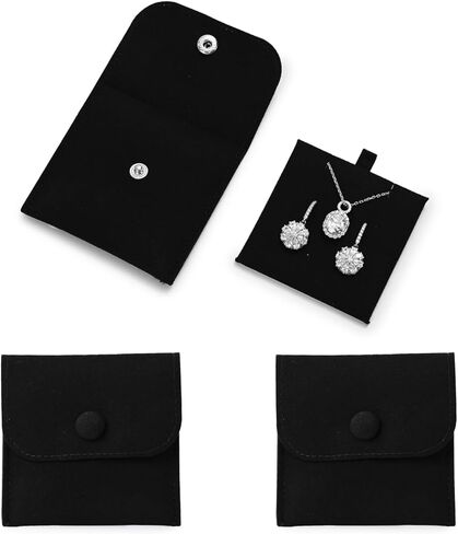 Microfiber Jewelry Pouch with Insert Pad Luxury 3 Pack Jewelry Package Gift Bag with Snap Closure for Necklace Rings Earrings(Beige) in Saudi Arabia