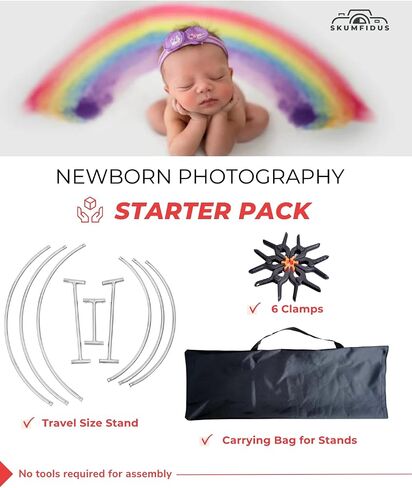 Newborn Photography Posing Frame Baby Backdrop Stand Travel Size Beanbag Stand Frame Set with 6 Clamps and Carrying Bag Infant Photoshoot Background Station Quick Assembly for Easy Storage and Travel in Saudi Arabia