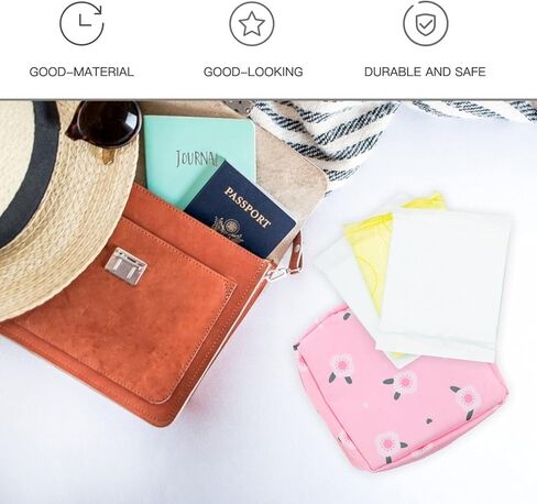 حقيبة تخزين المناديل الصحية من هيليفتي، حقائب فترة للفتيات المراهقات والنساء والسيدات، حقيبة فترة مع سحاب للمناديل الصحية، عبوة من قطعتين in Kuwait