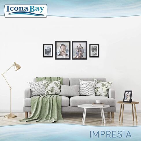 مجموعة إطارات الصور Icona Bay مقاس 5x7 (أسود، 10 عبوات)، تصميم عصري بسيط، مسند للطاولة وخطافات تعليق على الحائط، مجموعة Impresia in Kuwait