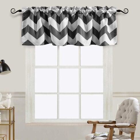 ستائر Melodieux ستائر ستائر نافذة قصيرة مزخرفة للخصوصية لنوافذ المطبخ/غرفة المعيشة/غرفة النوم/ستائر قصيرة بجيب قضيب، 52 بوصة عرض × 18 بوصة طول، رمادي in Kuwait