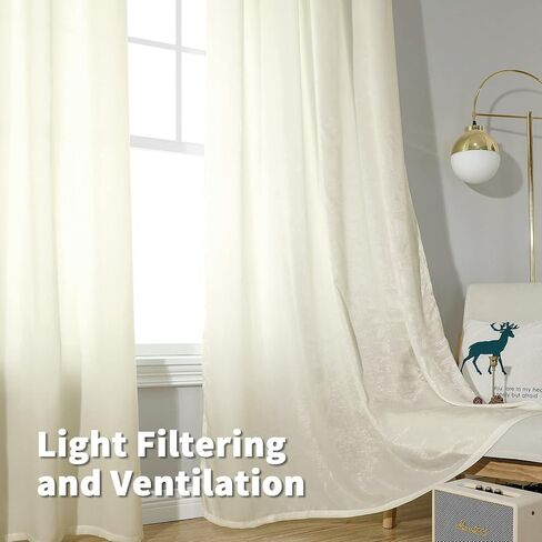 BGment Beige Sheer Curtains 63 Inch Length for Bedroom, Light Filtering Non-See Through Privacy Semi Sheer Curtains Silk Look-Like Window Drapes for Living Room, Each 52 x 63 Inch, Beige in Kuwait
