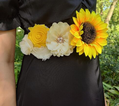 Oyabridal Sunflower Babyshower Sash for Gender Reveal Maternity Sash Belts Flower Pregnancy Belly Sash Belts Boy or Girl in Kuwait
