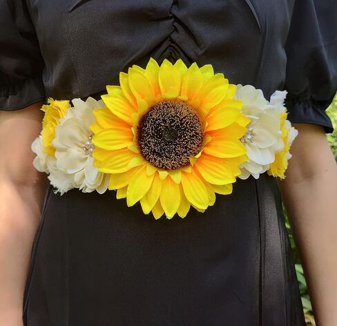 Oyabridal Sunflower Babyshower Sash for Gender Reveal Maternity Sash Belts Flower Pregnancy Belly Sash Belts Boy or Girl in Kuwait