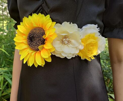 Oyabridal Sunflower Babyshower Sash for Gender Reveal Maternity Sash Belts Flower Pregnancy Belly Sash Belts Boy or Girl in Kuwait