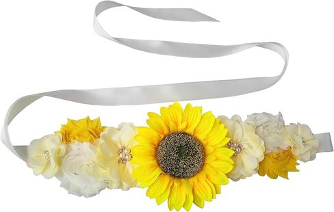 Oyabridal Sunflower Babyshower Sash for Gender Reveal Maternity Sash Belts Flower Pregnancy Belly Sash Belts Boy or Girl in Kuwait