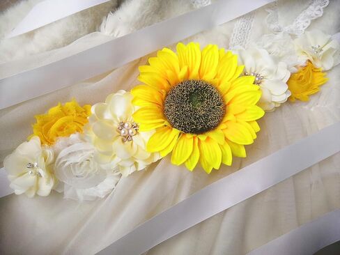 Oyabridal Sunflower Babyshower Sash for Gender Reveal Maternity Sash Belts Flower Pregnancy Belly Sash Belts Boy or Girl in Kuwait